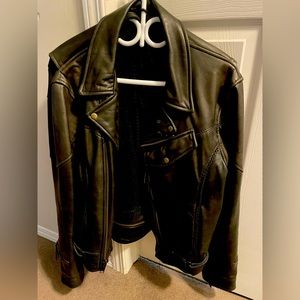 Biker style genuine leather jacket